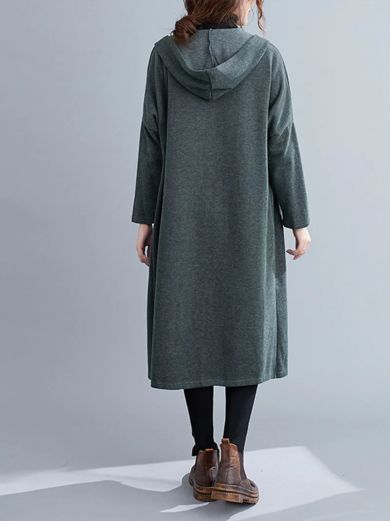 Fashionable Cardigan Mid-Length Long-Sleeved Thin Pocket Coat - Image 4