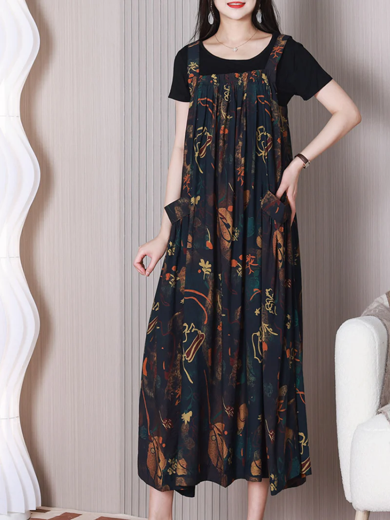 Fashionable Loose Round Neck Salopette Dress - Image 2