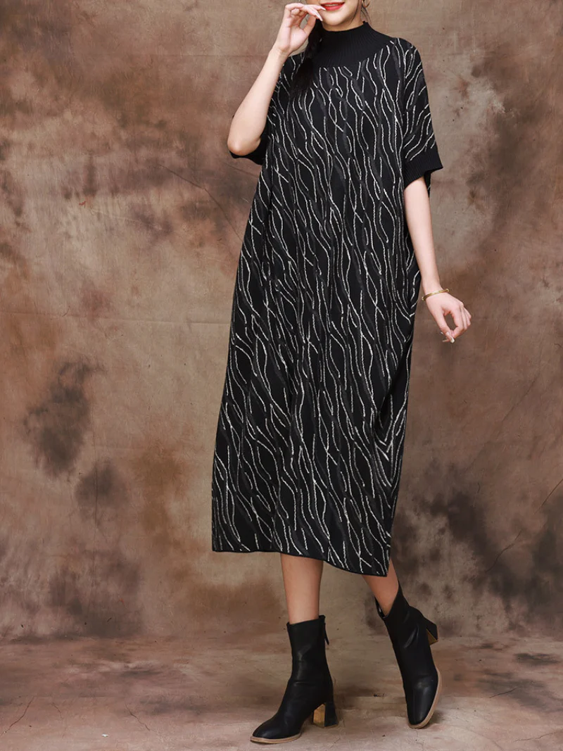 Chic Comfort Flower Knitted Midi Dress - Image 2