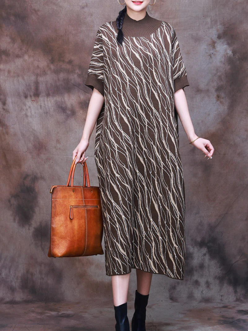 Chic Comfort Flower Knitted Midi Dress - Image 4