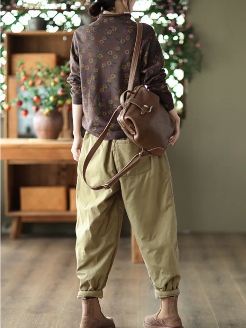 Flower Printing Knitted top Female Pullover Loose Sweater Dress - Image 7