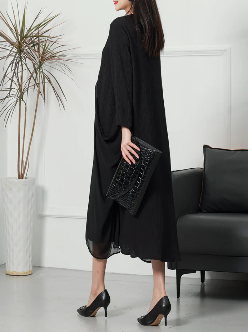 Summer Formal Elegant Loose Long Sleeves Midi-Dress - Image 2
