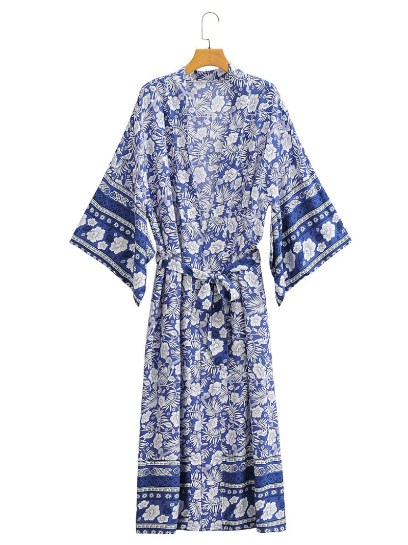 Gorgeous Bohemian long Kimono,  Women Long Floral Kimono Dress Bohemian Beach Kimono - Image 3