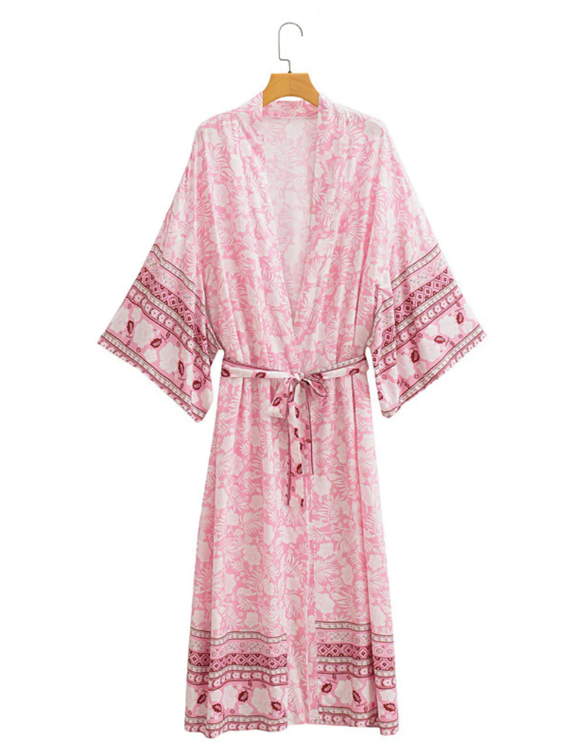 Gorgeous Bohemian long Kimono,  Women Long Floral Kimono Dress Bohemian Beach Kimono - Image 4