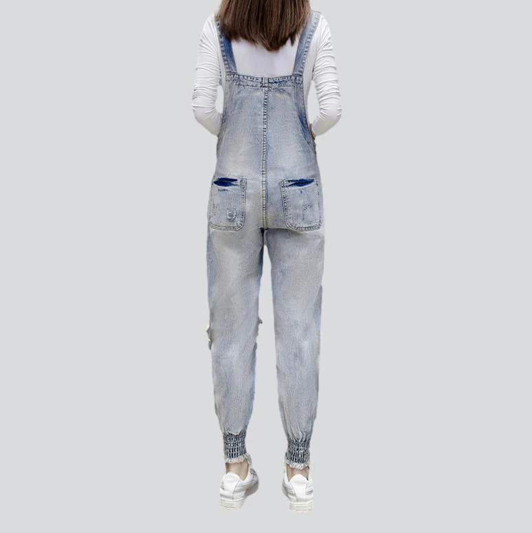 Women's head embroidery denim jumpsuit - Image 4