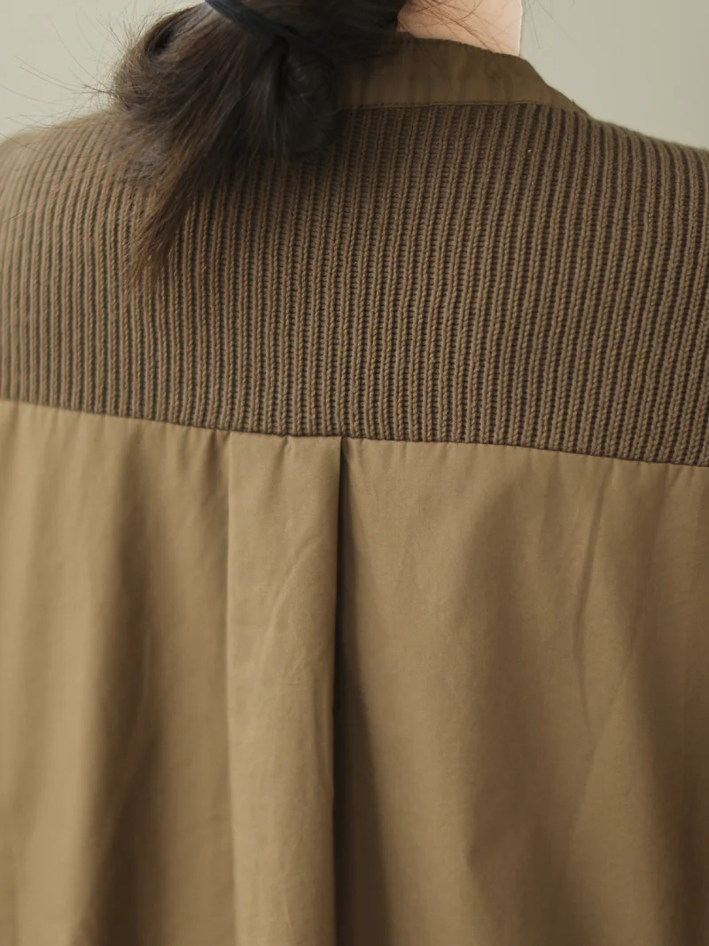 Knitted Loose Literary Retro Cotton Color Matching Shirt - Image 9