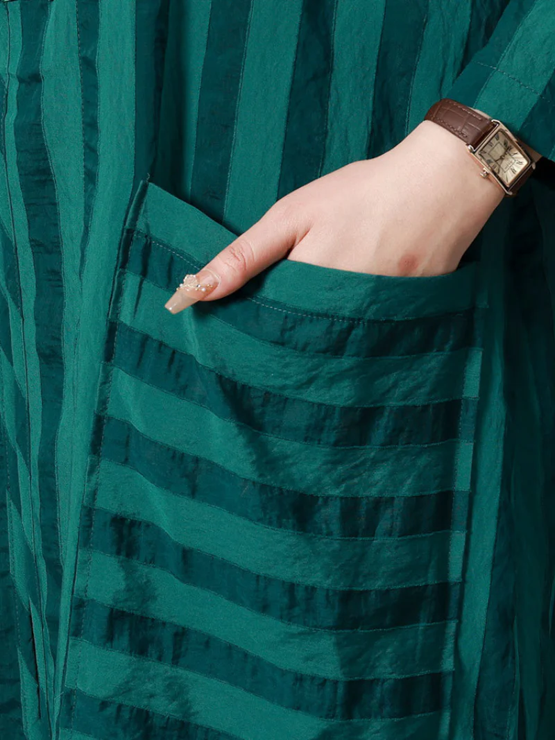Summer Large-Size Striped  Cardigan Two-Piece Co-Ords Set - Image 4