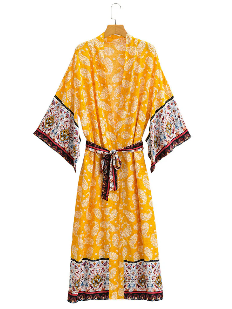 long Kimono Robe, Dressing Gown, printed Kimono, Boho Kimono, Loungewear - Image 2