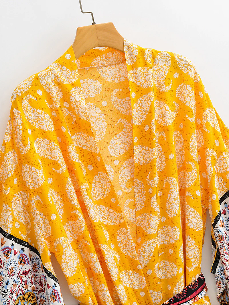 long Kimono Robe, Dressing Gown, printed Kimono, Boho Kimono, Loungewear - Image 3