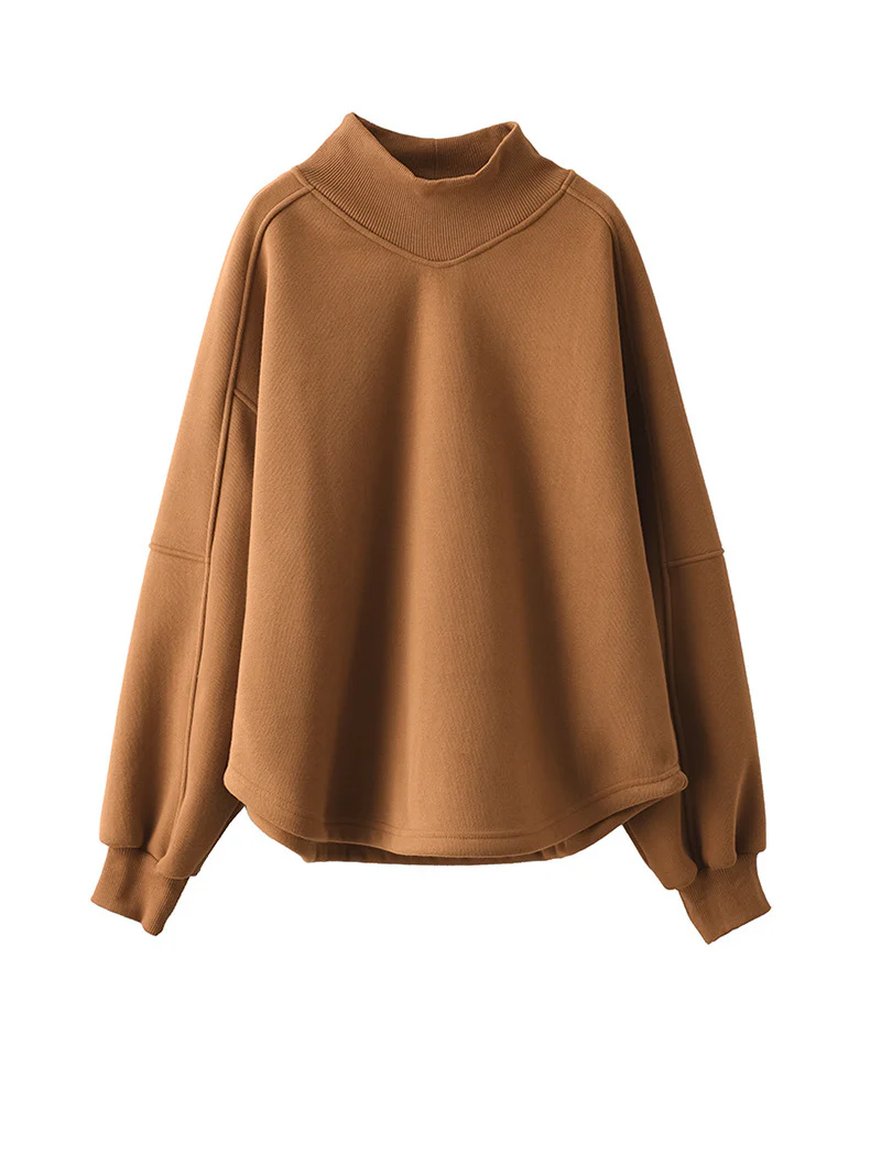 Long sleeves Pullover Plus Fleece Casual Sweater Loose Top - Image 5