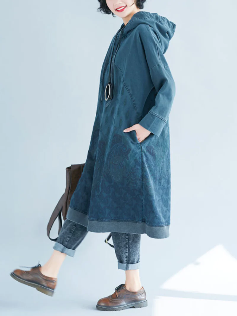mid-length Hoodies, Oversize Sweatshirt With Styish Design, printed Hooded Sweater,peacock print hooded - Image 2