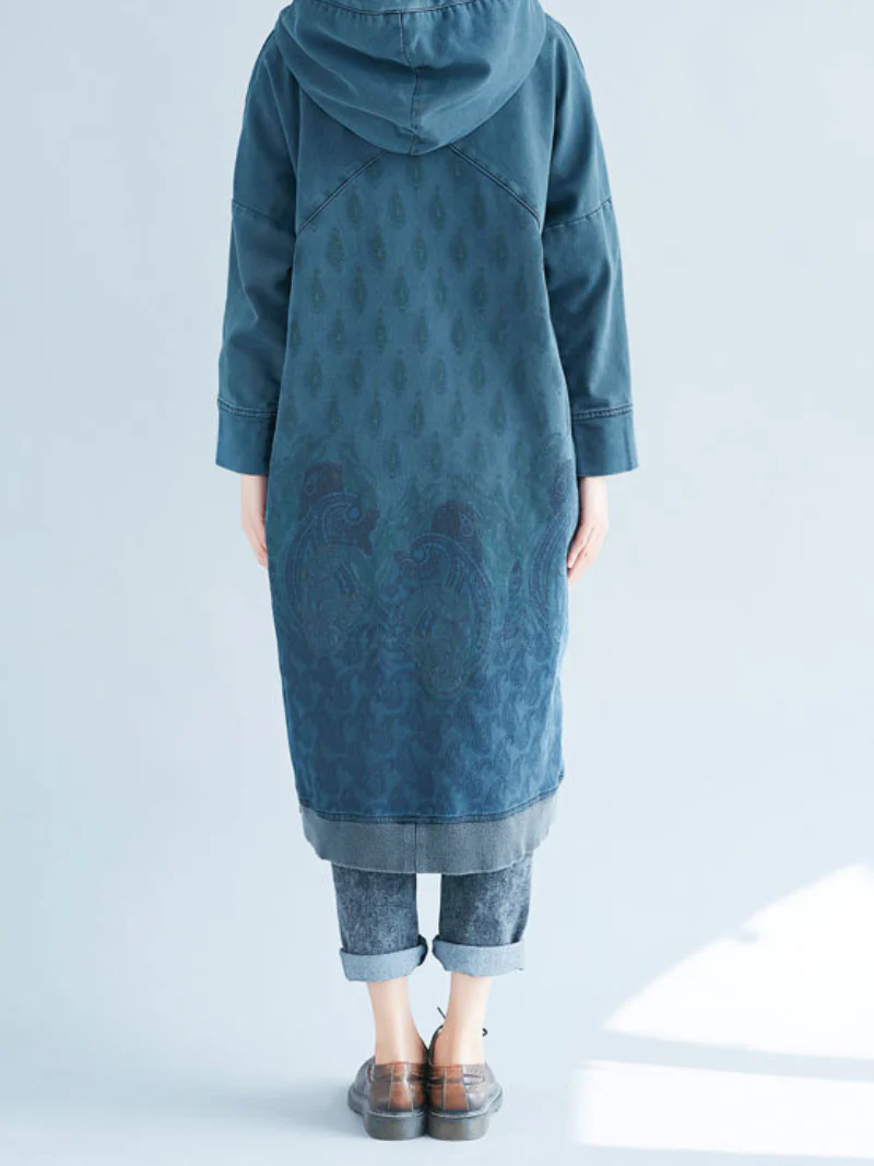 mid-length Hoodies, Oversize Sweatshirt With Styish Design, printed Hooded Sweater,peacock print hooded - Image 3