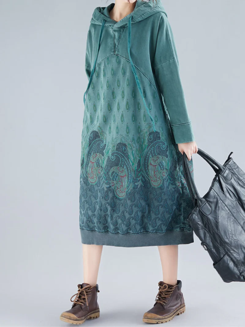 mid-length Hoodies, Oversize Sweatshirt With Styish Design, printed Hooded Sweater,peacock print hooded - Image 4