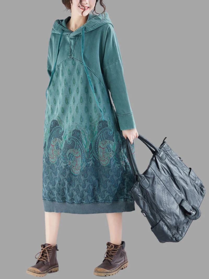 mid-length Hoodies, Oversize Sweatshirt With Styish Design, printed Hooded Sweater,peacock print hooded - Image 5