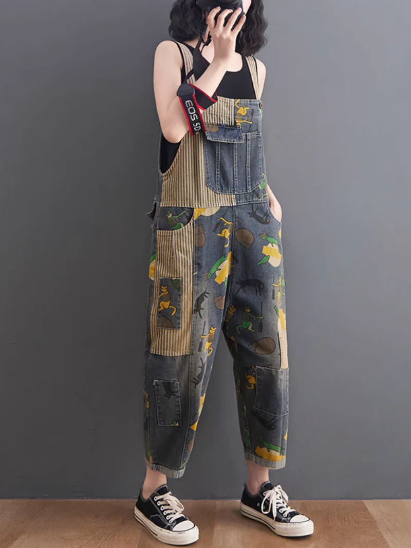 Modern Large Size Cartoon Printed Dungaree - Image 4