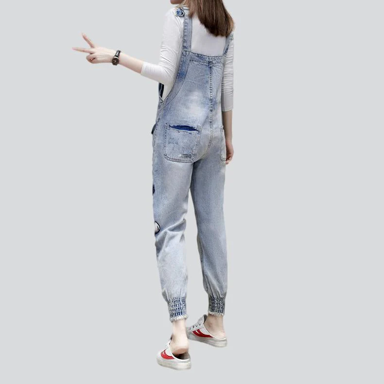 Women's paintings print denim jumpsuit - Image 4