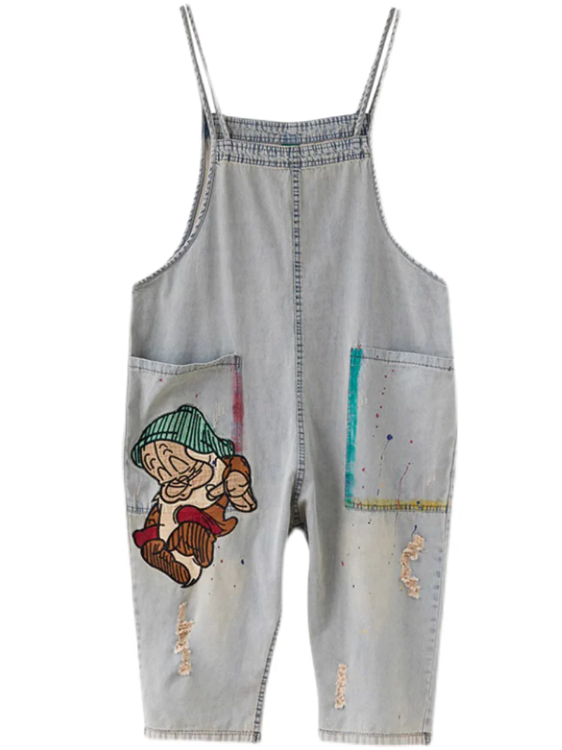 Relaxed Fit Large size  Patch Dungaree - Image 3