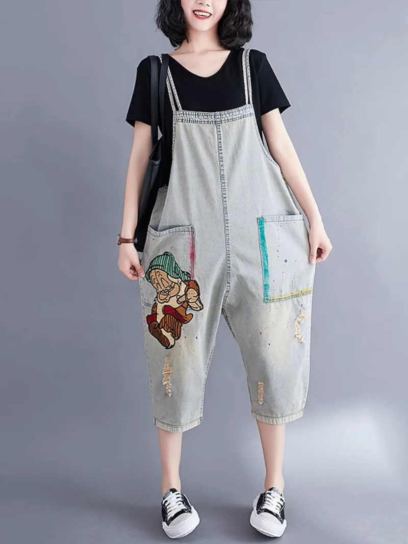 Relaxed Fit Large size  Patch Dungaree - Image 6