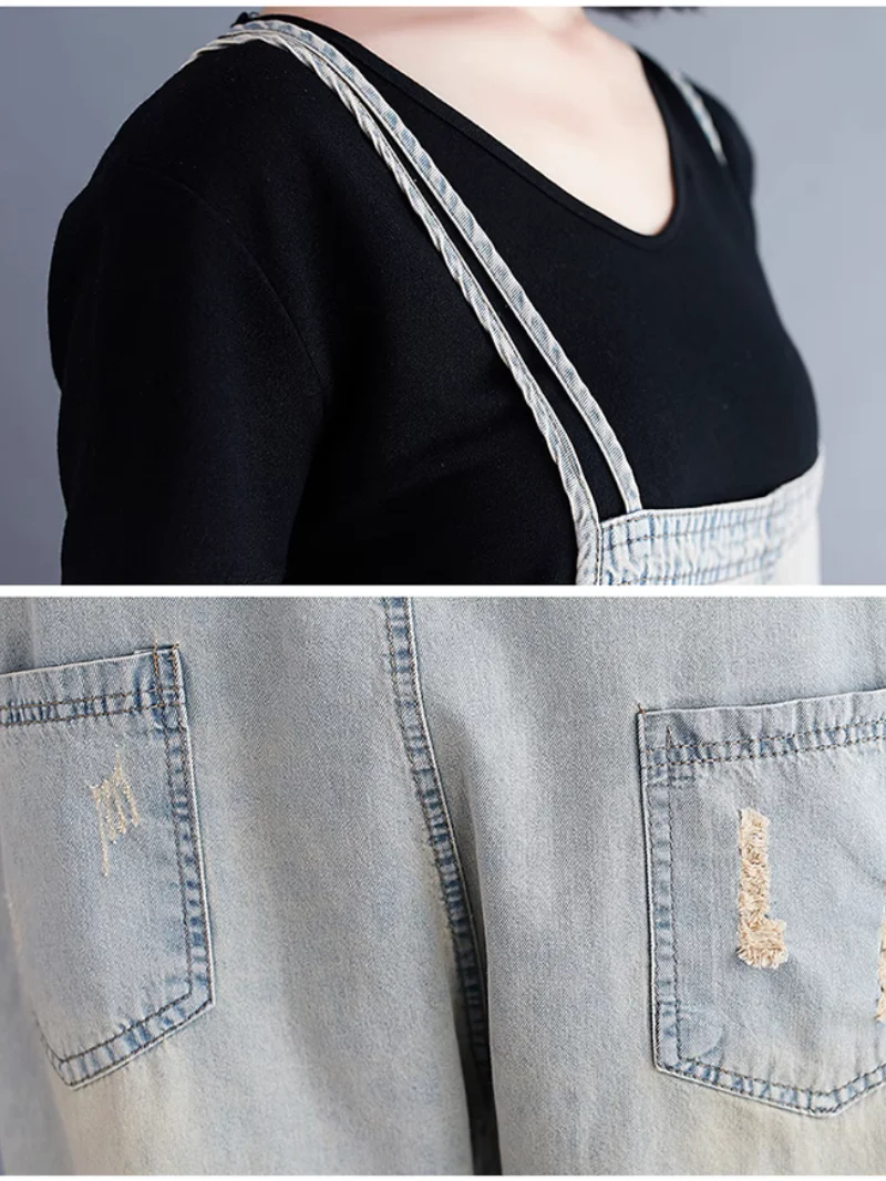 Relaxed Fit Large size  Patch Dungaree - Image 7