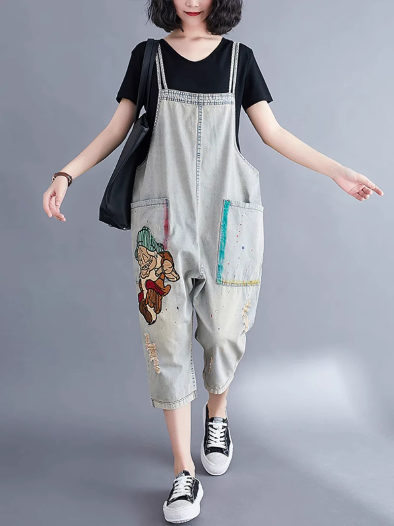 Relaxed Fit Large size  Patch Dungaree - Image 8