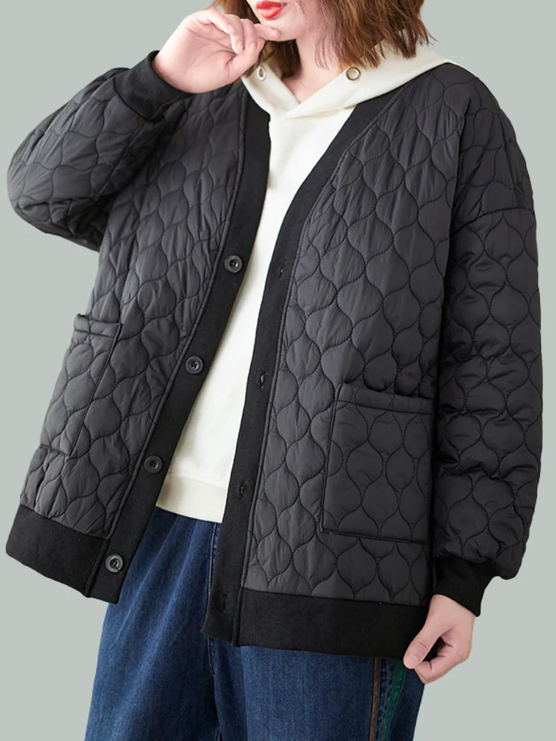 Rhombic Warm Cotton Plus fFeece Thick Light Down Padded Jacket - Image 3