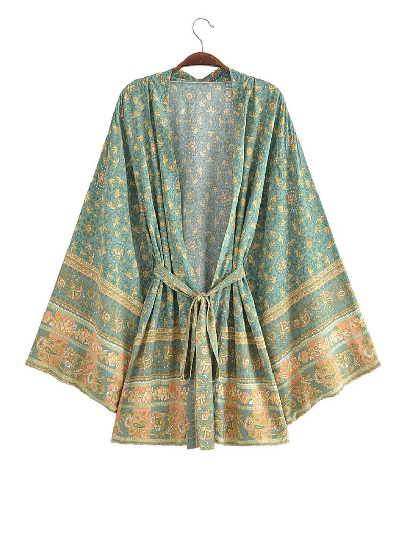 Short Kimono Jacket. Short Kimono Robe. Bohemian Print Kimono - Image 2