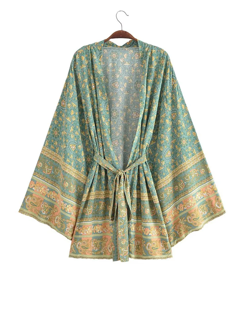 Short Kimono Jacket. Short Kimono Robe. Bohemian Print Kimono - Image 3