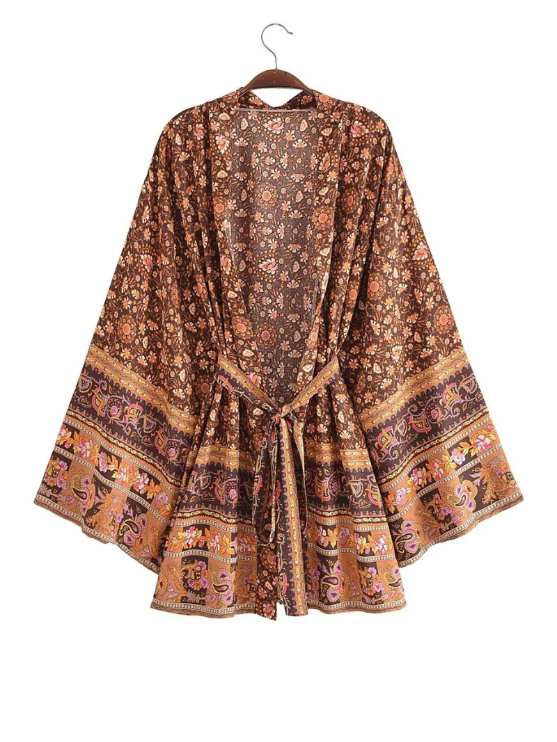 Short Kimono Jacket. Short Kimono Robe. Bohemian Print Kimono - Image 4