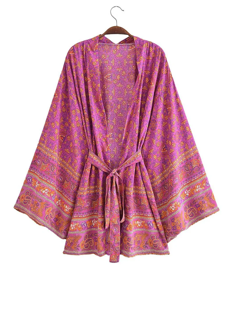 Short Kimono Jacket. Short Kimono Robe. Bohemian Print Kimono - Image 5