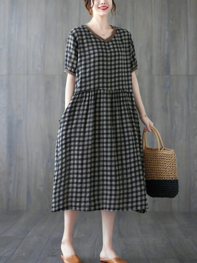 Short Sleeve Evening Party Midi Smock Dress with Side Pocket - Image 4