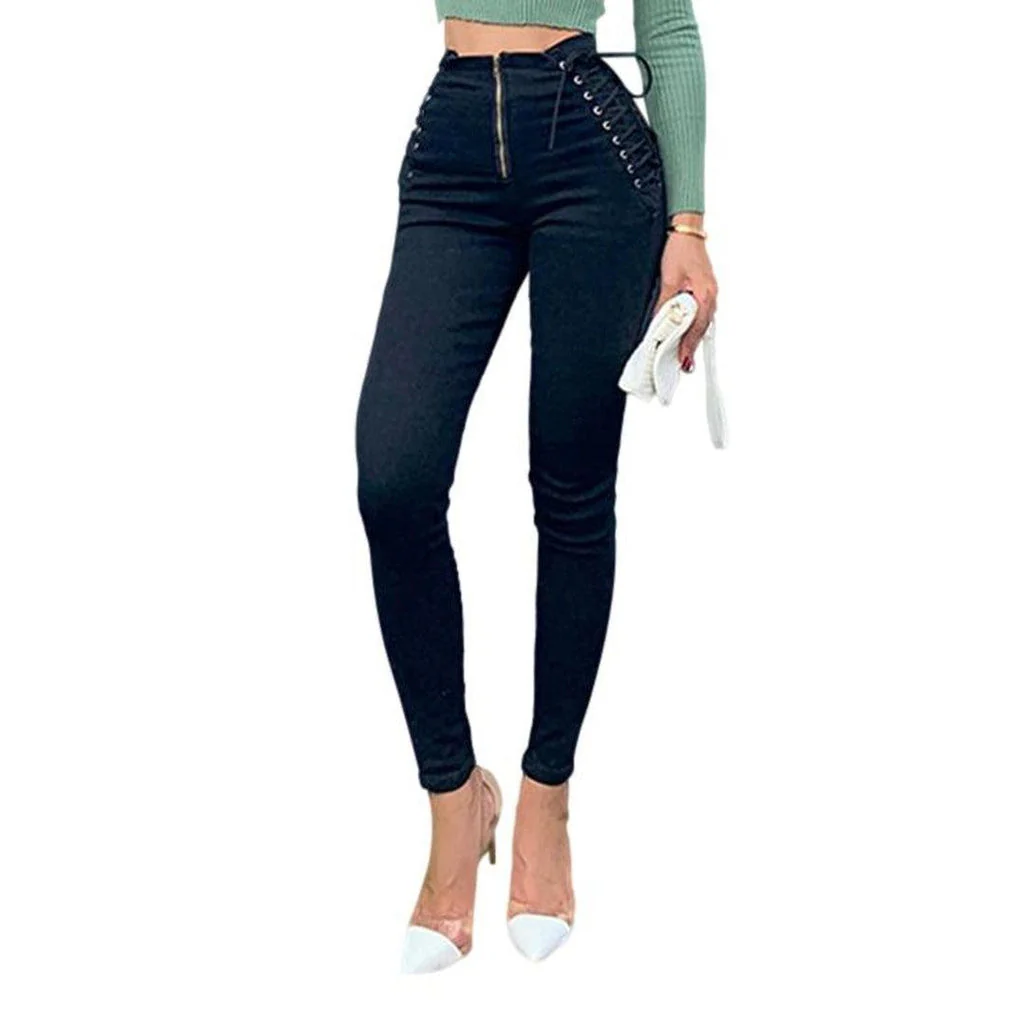 Women's skinny jeans with drawstrings - Image 3