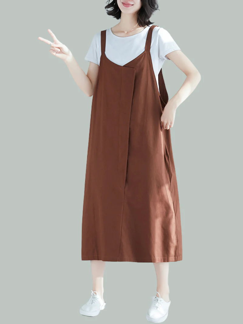 Loose Large Size Casual Seeveless Midi Dress - Image 2