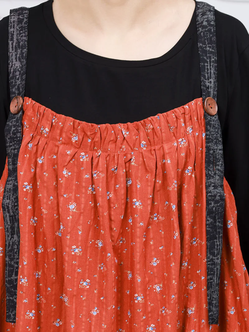 Women Stylish Floral Side Pocket Sleeveless Maxi Salopette Dress - Image 2