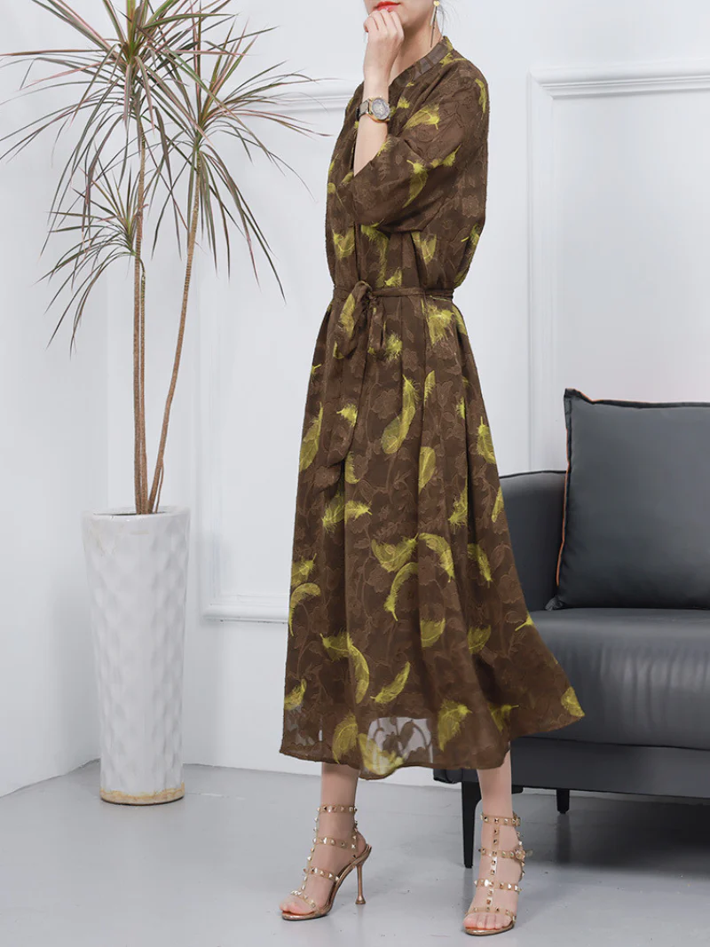 Women Large Size Loose Long Sleeves A-Line Dress - Image 4