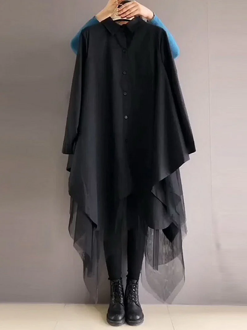 Cotton Stylish Loose Plain Mid-Length Skirt Dress - Image 2