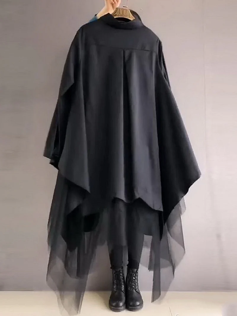 Cotton Stylish Loose Plain Mid-Length Skirt Dress - Image 3