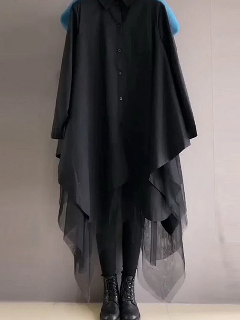 Cotton Stylish Loose Plain Mid-Length Skirt Dress - Image 4