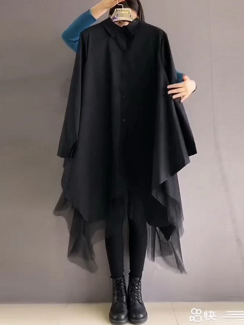 Cotton Stylish Loose Plain Mid-Length Skirt Dress - Image 6