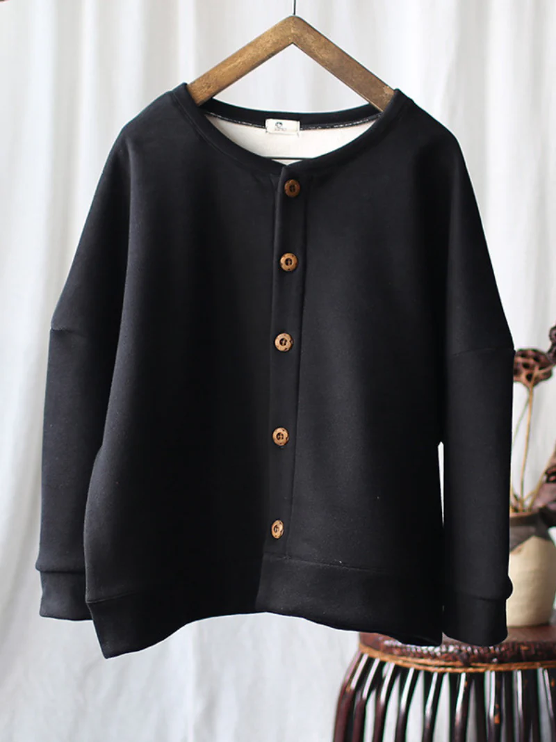 Women Winter Stylish Round Neck Loose Thick Top Coat - Image 2