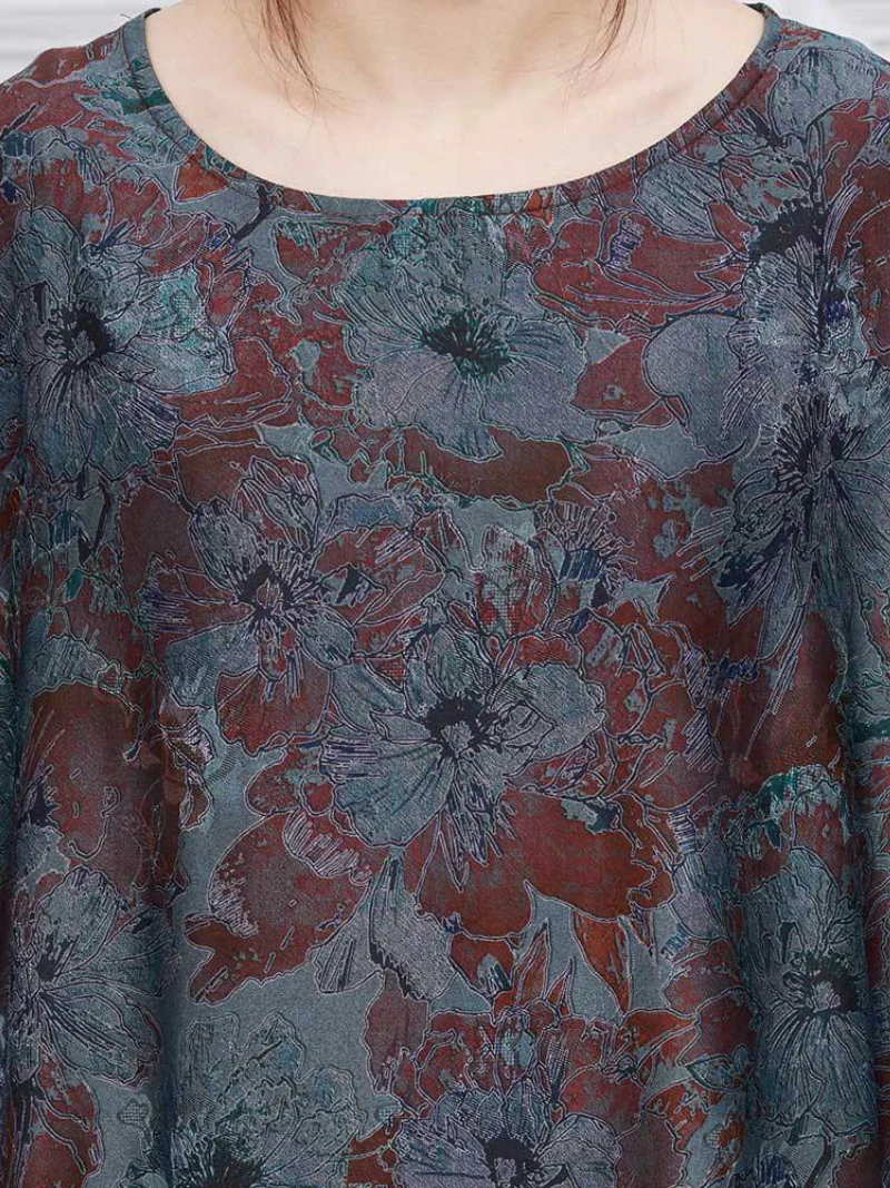 Lady Plus Size Loose Printed Sleeve Long Kaftan Dress - Image 5