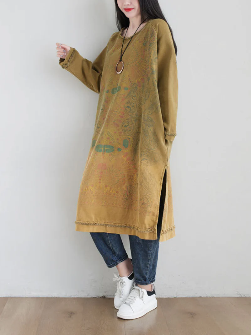 plus size round neck midi dress with side pocket - Image 3