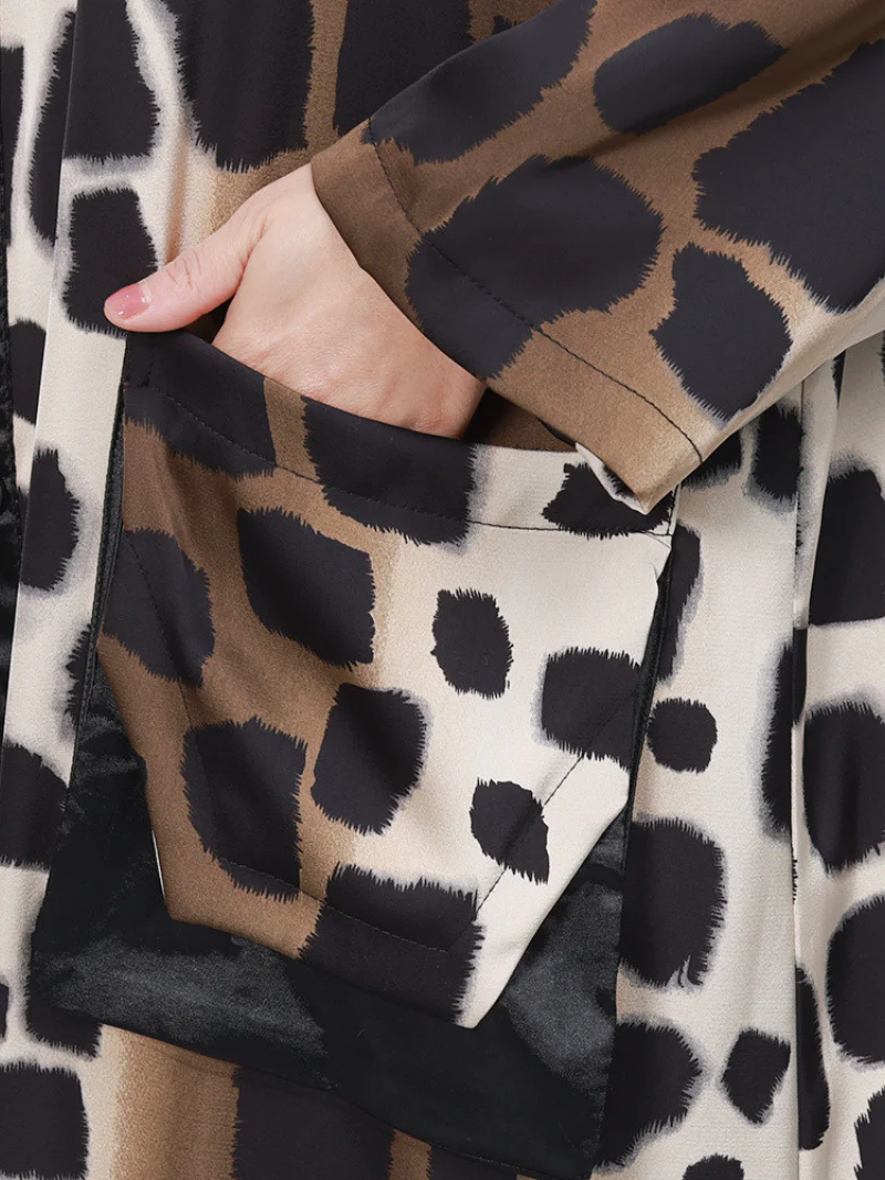 Cardigan Loose Mid-Length Printed Outerwear Jacket - Image 3