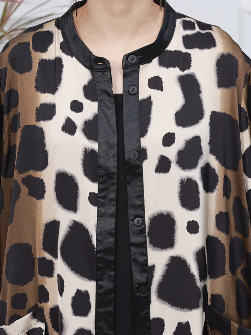 Cardigan Loose Mid-Length Printed Outerwear Jacket - Image 4
