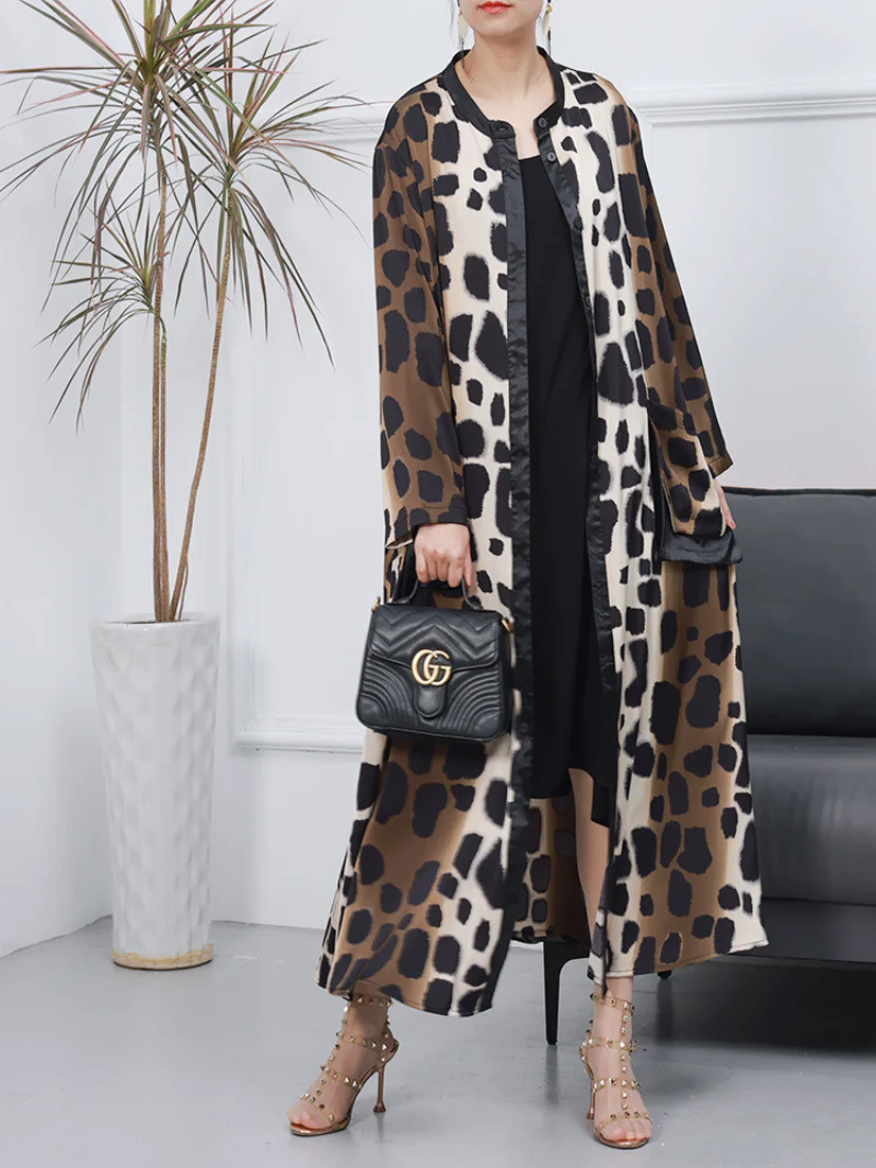 Cardigan Loose Mid-Length Printed Outerwear Jacket - Image 5