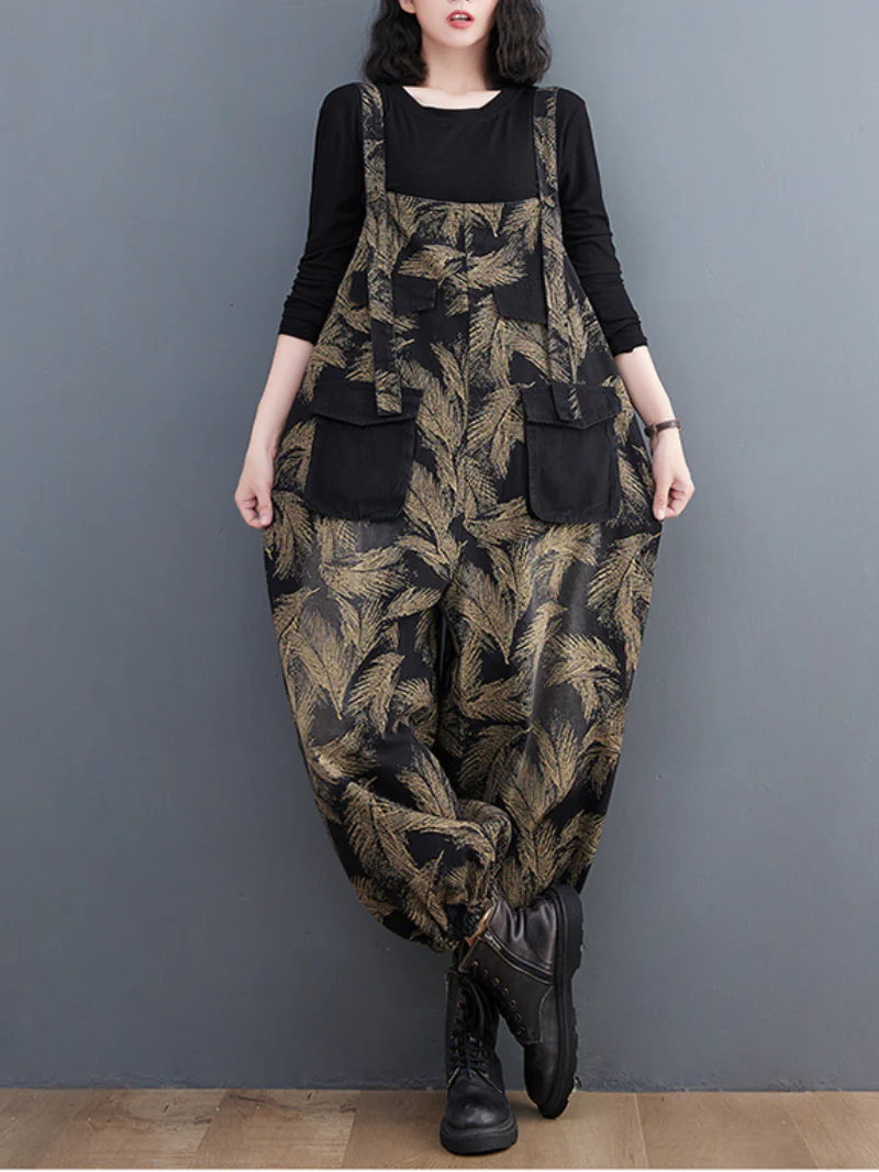 Striped Print Denim Middle Waist Romper - Image 2