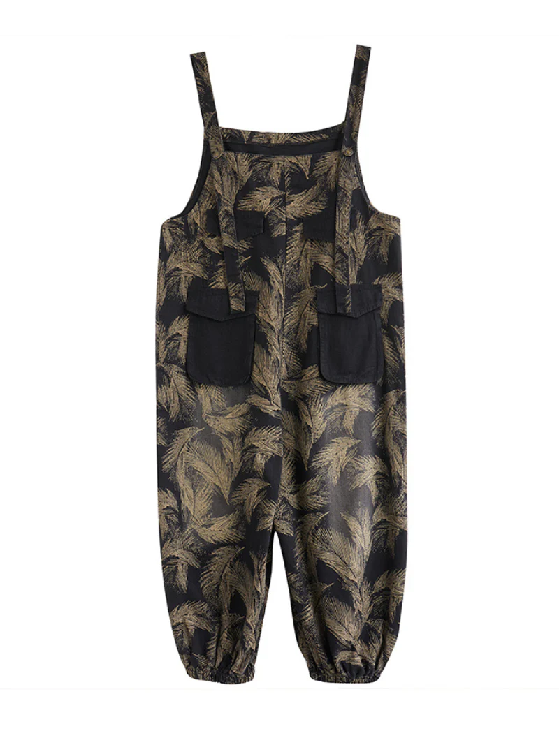 Striped Print Denim Middle Waist Romper - Image 5