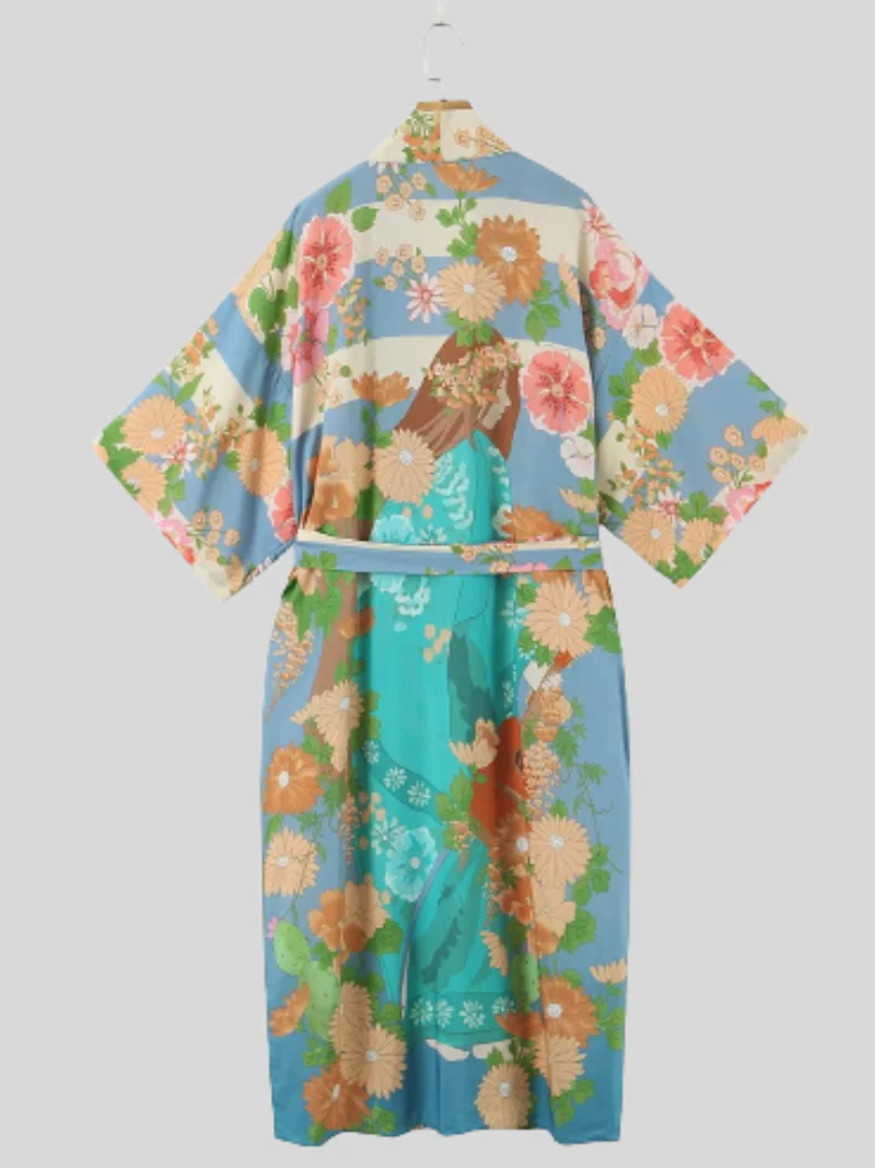 robe short sleeves printed kimono jacket - Image 3