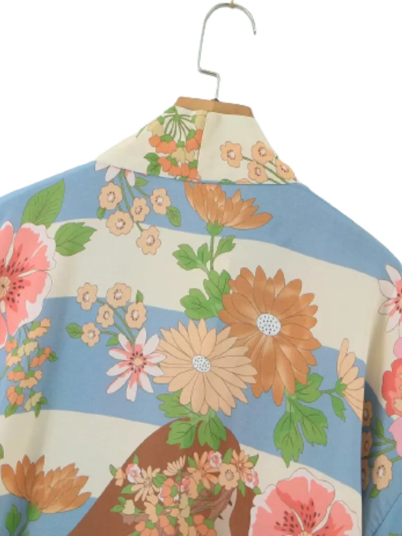 robe short sleeves printed kimono jacket - Image 5