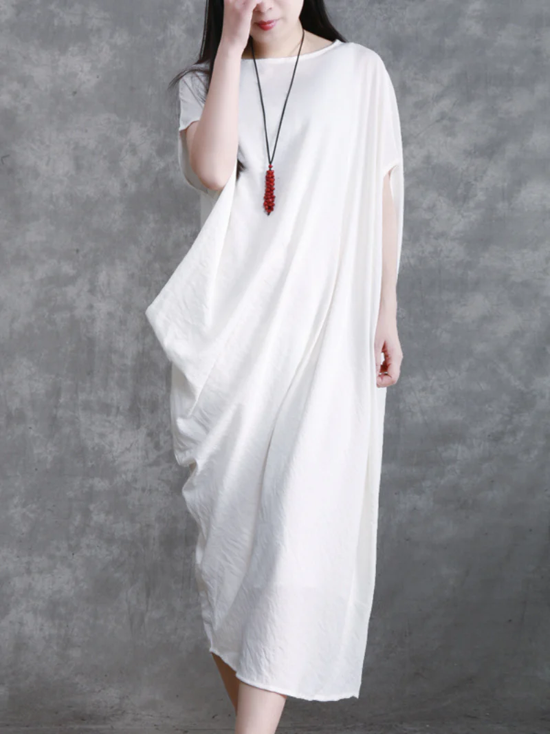 solid color long maxi dress loose bat sleeve long skirt - Image 4