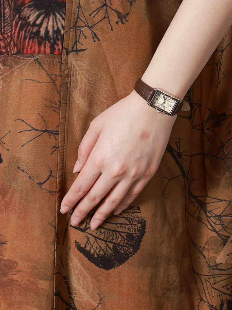 Summer Casual Half Sleeve Printed Loose Midi Dress - Image 4
